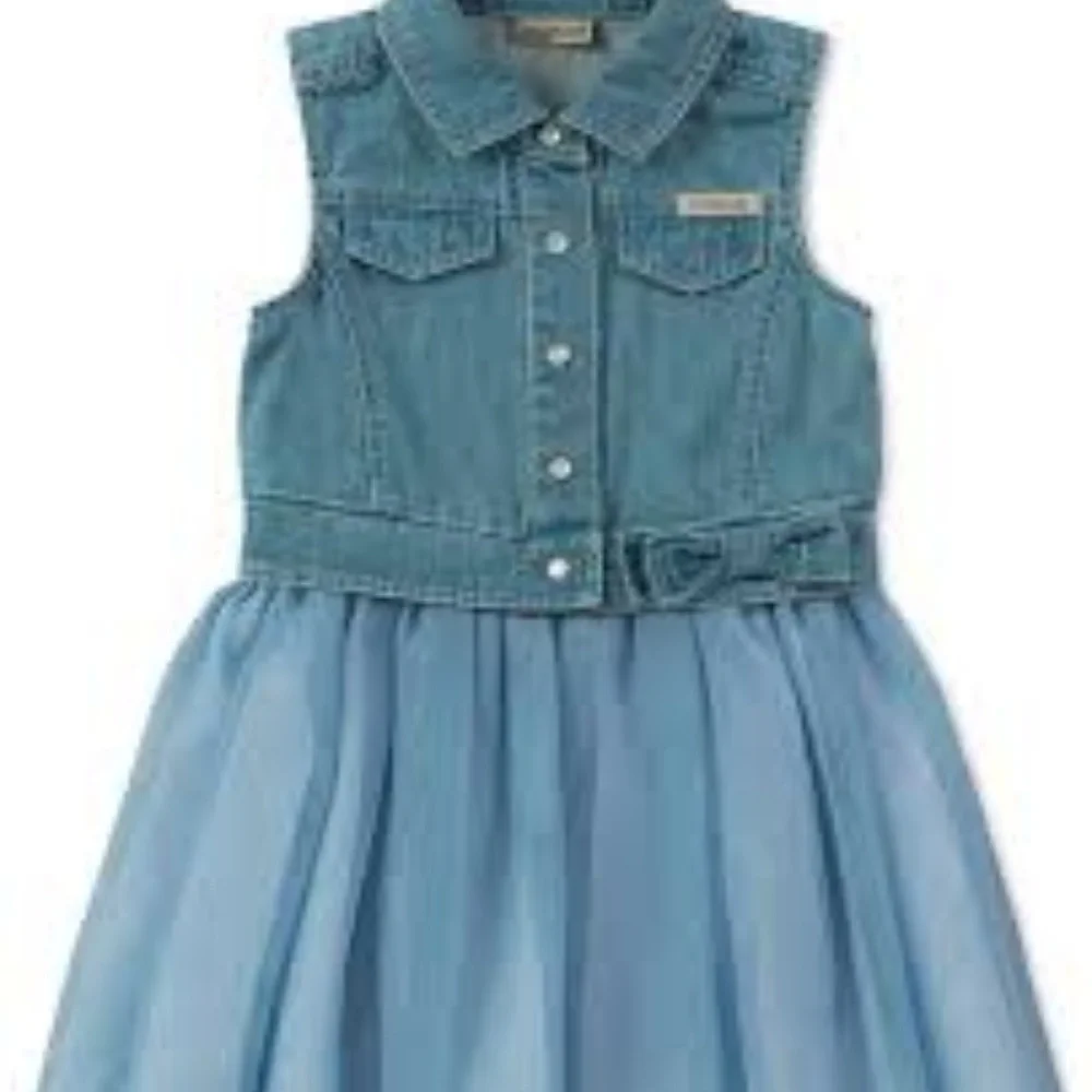 Calvin Klein Baby Girls Denim Tulle Dress